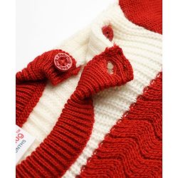 Babyhug  Knit Full Sleeves Striped Sweater Set - Rust Orange