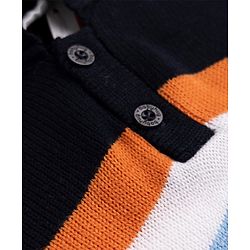 Babyhug Knit Full Sleeves Sweater Set With Full Length and Striped Design in Navy Blue