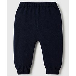 Babyhug Knit Full Sleeves Sweater Set With Full Length and Striped Design in Navy Blue