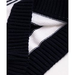 Babyhug Knit Full Sleeves Sweater Set With Full Length and Striped Design in Navy Blue