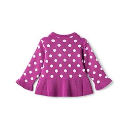 Babyhug Knit Full Sleeves Sweater Set with Polka Dots - Pink