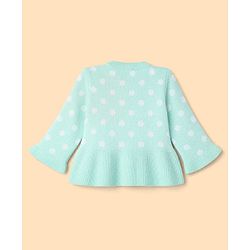 Babyhug Knit Full Sleeves Sweater Set with Polka Dots Design - Sea Green