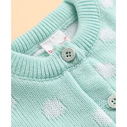 Babyhug Knit Full Sleeves Sweater Set with Polka Dots Design - Sea Green