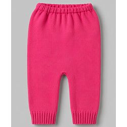 Babyhug Knit Full Sleeves Sweater Set with Floral Design - Pink