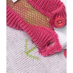 Babyhug Knit Full Sleeves Sweater Set with Floral Design - Pink