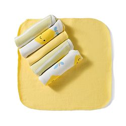 Babyhug 100% Cotton Knit Striped Hand & Face Towels Pack of 6 - Yellow & White