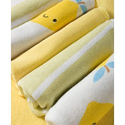 Babyhug 100% Cotton Knit Striped Hand & Face Towels Pack of 6 - Yellow & White