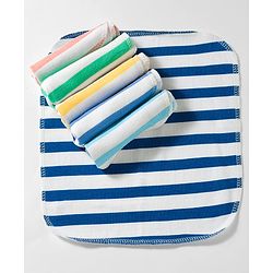 Babyhug 100% Cotton Knit Striped Hand & Face Towels Pack of 6 - Yellow, White & Blue