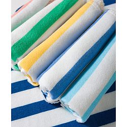 Babyhug 100% Cotton Knit Striped Hand & Face Towels Pack of 6 - Yellow, White & Blue