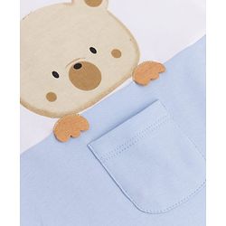 Babyhug 100% Cotton Interlock Knit Half Sleeves Romper With Teddy Bear Print - White