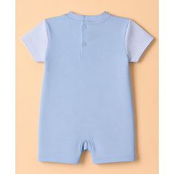 Babyhug 100% Cotton Interlock Knit Half Sleeves Romper With Teddy Bear Print - White