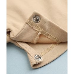 Babyhug 100% Cotton Interlock Knit Half Sleeves Party Wear Romper With Bow - Beige