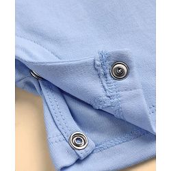 Babyhug Interlock Woven Half Sleeves Partywear Romper With Attached Waistcoat & Bow - Light Blue