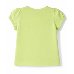 Babyhug 100% Cotton Knit Half sleeves T-Shirt & Capri Night Suit With Floral & Text Print - Green