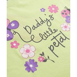 Babyhug 100% Cotton Knit Half sleeves T-Shirt & Capri Night Suit With Floral & Text Print - Green