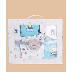 Babyhug 100% Cotton Clothing Essentials Baby Gift Set Pack of 7 - Light Blue