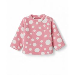 Babyhug Knit Full Sleeves Co-Ords T-Shirt & Pyjama Winter Nightsuit with Polka Dots Design - Pink