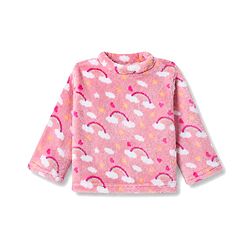 Babyhug Cotton Knit Full Sleeves Co-Ords T-Shirt & Pyjama Winter Wear Night Suit with Rainbow Print  - Pink