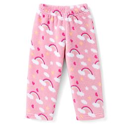 Babyhug Cotton Knit Full Sleeves Co-Ords T-Shirt & Pyjama Winter Wear Night Suit with Rainbow Print  - Pink