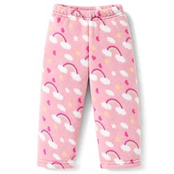 Babyhug Cotton Knit Full Sleeves Co-Ords T-Shirt & Pyjama Winter Wear Night Suit with Rainbow Print  - Pink