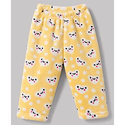 Babyhug Cotton Knit Full Sleeves Co-Ords T-Shirt & Pyjama Winter Night Suit with Heart Design - Yellow
