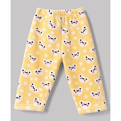 Babyhug Cotton Knit Full Sleeves Co-Ords T-Shirt & Pyjama Winter Night Suit with Heart Design - Yellow