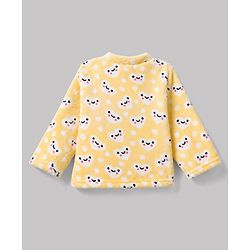 Babyhug Cotton Knit Full Sleeves Co-Ords T-Shirt & Pyjama Winter Night Suit with Heart Design - Yellow