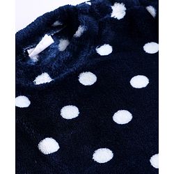 Babyhug Cotton Knit Full Sleeves Co-Ords T-Shirt & Pyjama Winter Wear Night Suit with Polka Dots Print - Navy Blue