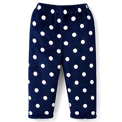 Babyhug Cotton Knit Full Sleeves Co-Ords T-Shirt & Pyjama Winter Wear Night Suit with Polka Dots Print - Navy Blue