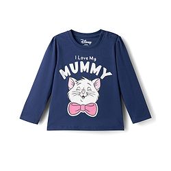 Babyhug Disney Single Jersey Knit Full Sleeves T-Shirt & Pyjama Night Suit with Marie  Graphics - Navy Blue