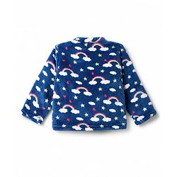 Babyhug Cotton Knit Full Sleeves Co-Ords T-Shirt & Pyjama Winter Wear Night Suit with Rainbow & Star Print - Blue