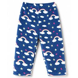 Babyhug Cotton Knit Full Sleeves Co-Ords T-Shirt & Pyjama Winter Wear Night Suit with Rainbow & Star Print - Blue