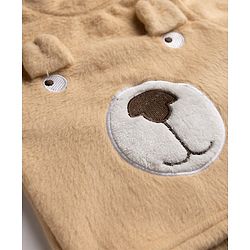 Babyhug Velour Full Sleeves T-Shirt & Pajama Winter Night Suit with Bear Print & Applique - Brown