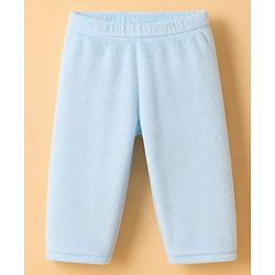 Babyhug Cotton Mixes Velour Knit Full Sleeves T-Shirt & Pajama Night Suit with Raccoon Patch - Blue
