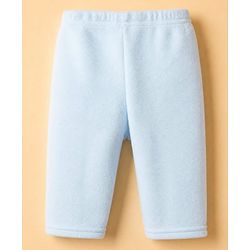 Babyhug Cotton Mixes Velour Knit Full Sleeves T-Shirt & Pajama Night Suit with Raccoon Patch - Blue
