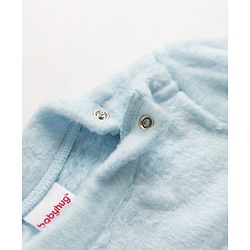 Babyhug Cotton Mixes Velour Knit Full Sleeves T-Shirt & Pajama Night Suit with Raccoon Patch - Blue