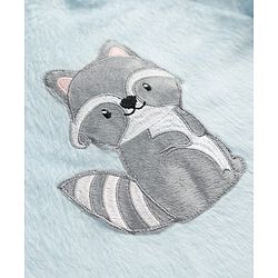 Babyhug Cotton Mixes Velour Knit Full Sleeves T-Shirt & Pajama Night Suit with Raccoon Patch - Blue