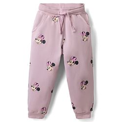Babyhug Disney 100% Cotton Terry Knit Full Sleeves Peter-Pan Collar T-Shirt and Jogger with Minnie Mouse Print & Patch - Pink
