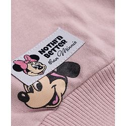 Babyhug Disney 100% Cotton Terry Knit Full Sleeves Peter-Pan Collar T-Shirt and Jogger with Minnie Mouse Print & Patch - Pink