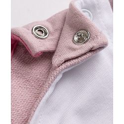 Babyhug Disney 100% Cotton Terry Knit Full Sleeves Peter-Pan Collar T-Shirt and Jogger with Minnie Mouse Print & Patch - Pink