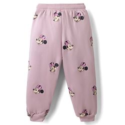 Babyhug Disney 100% Cotton Terry Knit Full Sleeves Peter-Pan Collar T-Shirt and Jogger with Minnie Mouse Print & Patch - Pink