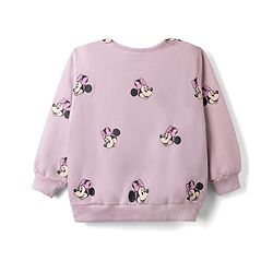 Babyhug Disney 100% Cotton Terry Knit Full Sleeves Peter-Pan Collar T-Shirt and Jogger with Minnie Mouse Print & Patch - Pink