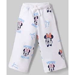 Babyhug Disney 100% Cotton Knit Full Sleeves Hooded Co-Ords T-Shirt & Pant Set With Minnie Mouse Graphics - White