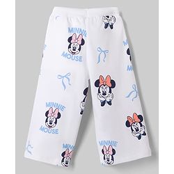 Babyhug Disney 100% Cotton Knit Full Sleeves Hooded Co-Ords T-Shirt & Pant Set With Minnie Mouse Graphics - White