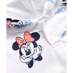 Babyhug Disney 100% Cotton Knit Full Sleeves Hooded Co-Ords T-Shirt & Pant Set With Minnie Mouse Graphics - White