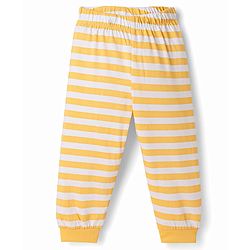 Babyhug Disney Single Jersey Knit Full Sleeves T-Shirt & Striped Pyjama Nightsuit with Winnie The Pooh Graphic - White