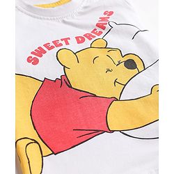 Babyhug Disney Single Jersey Knit Full Sleeves T-Shirt & Striped Pyjama Nightsuit with Winnie The Pooh Graphic - White