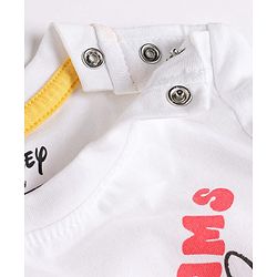 Babyhug Disney Single Jersey Knit Full Sleeves T-Shirt & Striped Pyjama Nightsuit with Winnie The Pooh Graphic - White