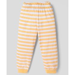 Babyhug Disney Single Jersey Knit Full Sleeves T-Shirt & Striped Pyjama Nightsuit with Winnie The Pooh Graphic - White