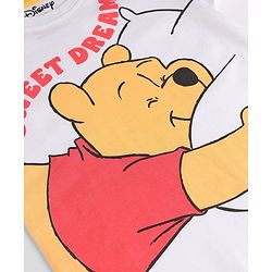 Babyhug Disney Single Jersey Knit Full Sleeves T-Shirt & Striped Pyjama Nightsuit with Winnie The Pooh Graphic - White